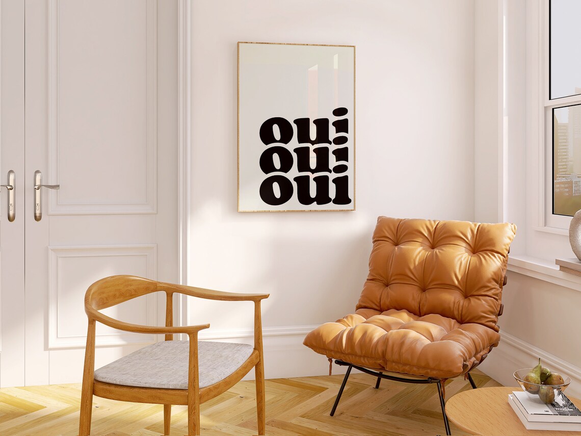Oui Oui Funny Bathroom Wall Art, Minimalist Print - Image 2