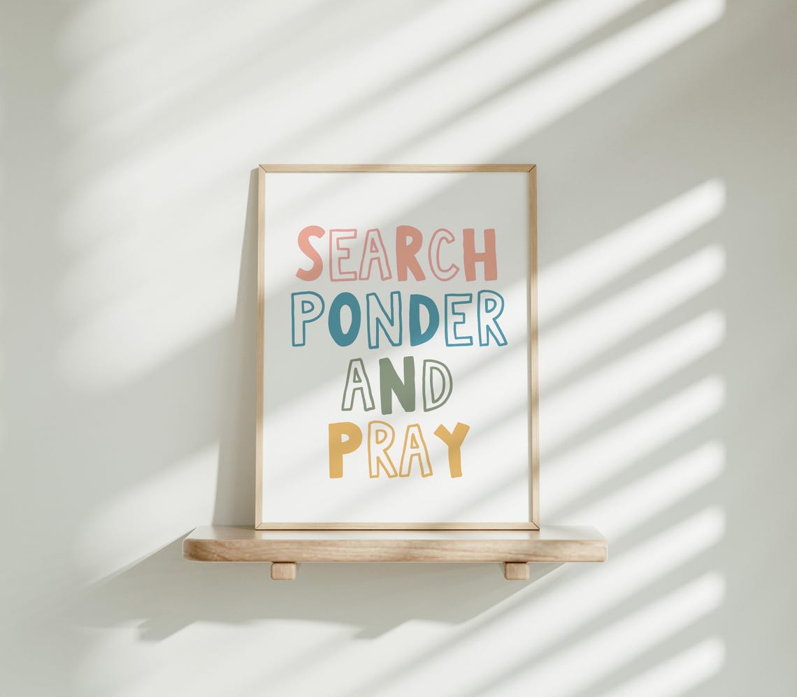 Search Ponder And Pray Colorful Hand Lettered Kids Hymn Wall Print - Image 2