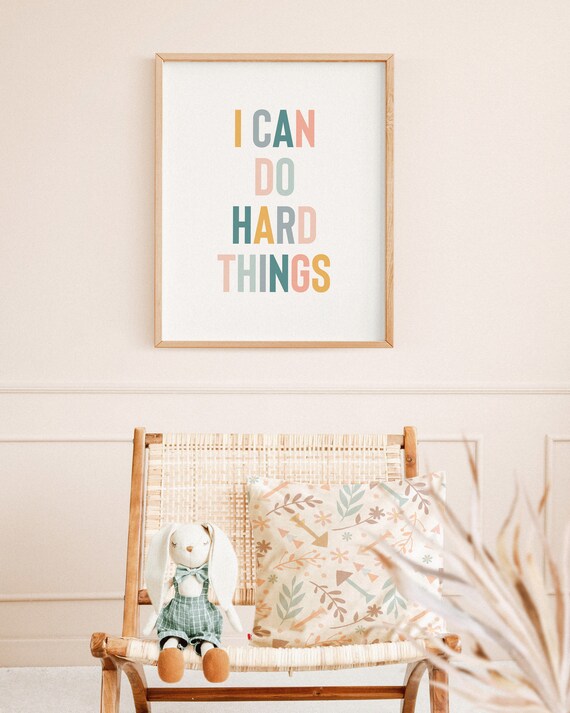 I Can Do Hard Things Soft Pastel Rainbow Letter Quote Poster