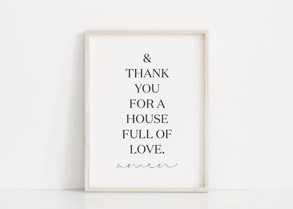Thank You For A House Full Of Love Christian Wall Print Family Quote Prints Living Room Wall Art Scripture Christian Poster