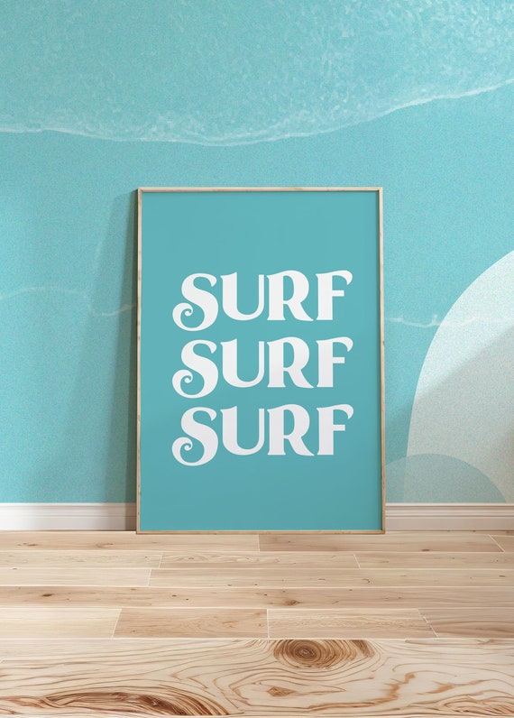 Surf Wall Art Beach Wall Art Coastal Home Decor Waves Wall Art Vintage Surf Poster Pray For Surf Surf Nursery Beachy Decor