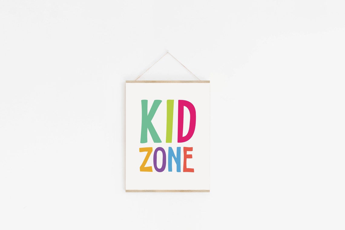 Kid Zone Colorful Rainbow Letters Kids Room Wall Decor Poster - Image 2