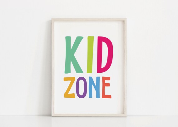 Kid Zone Colorful Rainbow Letters Kids Room Wall Decor Poster