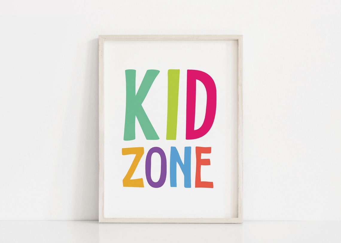 Kid Zone Colorful Rainbow Letters Kids Room Wall Decor Poster