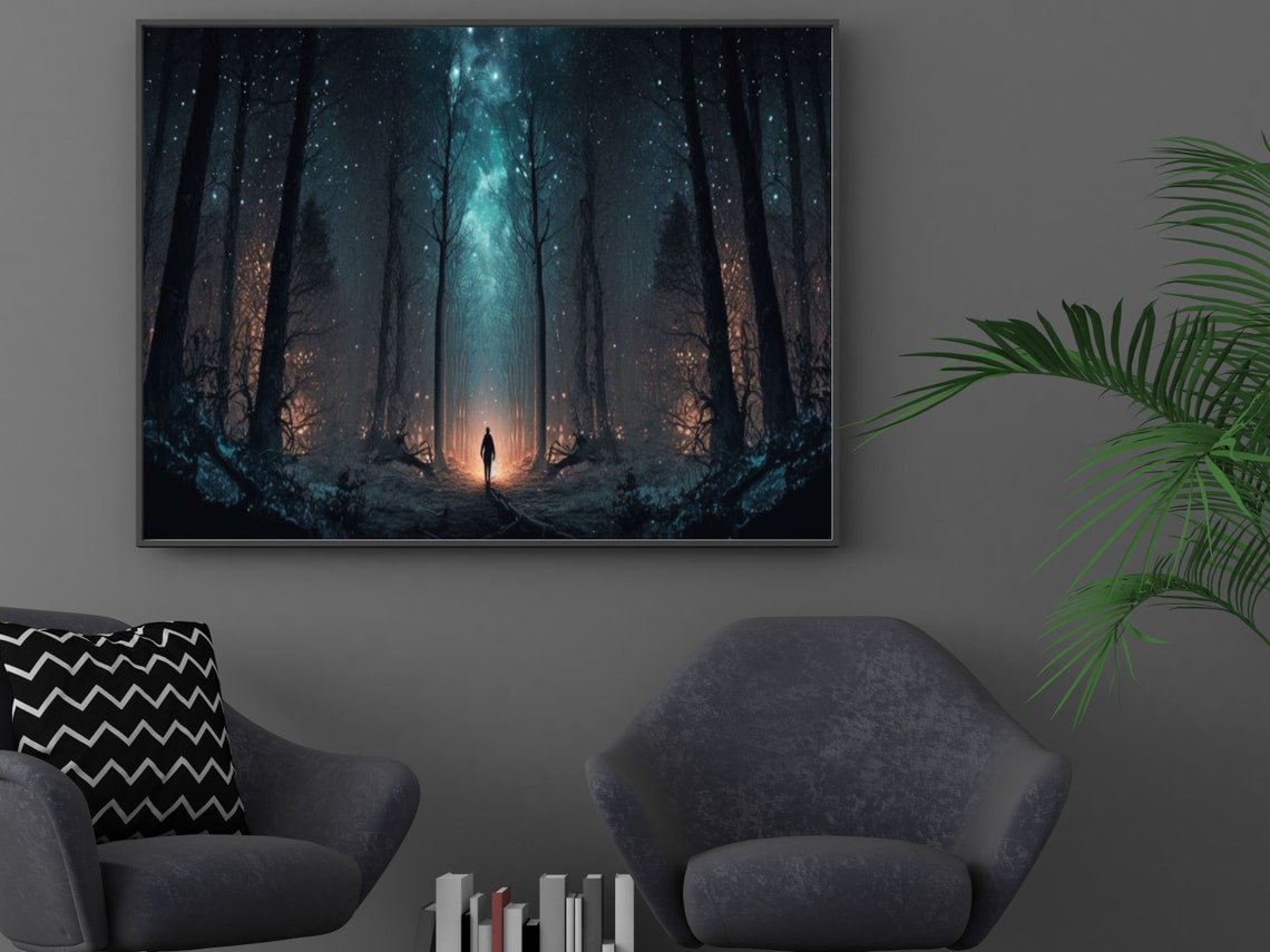 Large Horizontal Wall Art Large Wall Art Forest Under The Stars Abstract Landscape Print Abstract Wall Art Abstract Wall Art - Image 2
