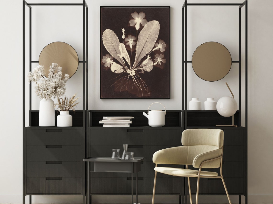 Haunting Botanical Photogram Sepia Wildflowers Roots Nature Wall Art - Image 4