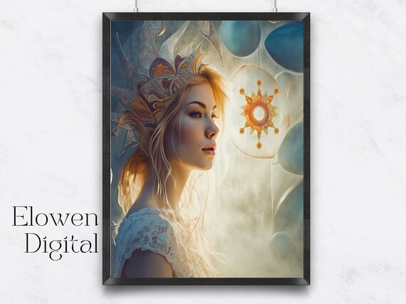 Ethereal Art Nouveau Woman Crown Dreamy Fantasy Portrait Poster