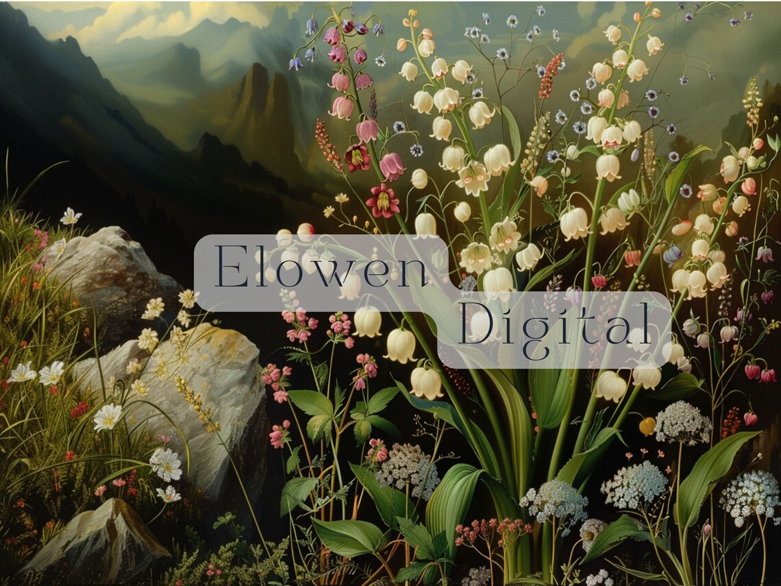 Lily of the Valley Wildflowers Before Misty Mountain Peaks Poster - Image 4