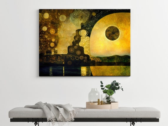 Horizontal Wall Art Abstract Art In Gold And Copper Colors Abstract Wall Art Landscape Print With Abstract And Geometric Designs