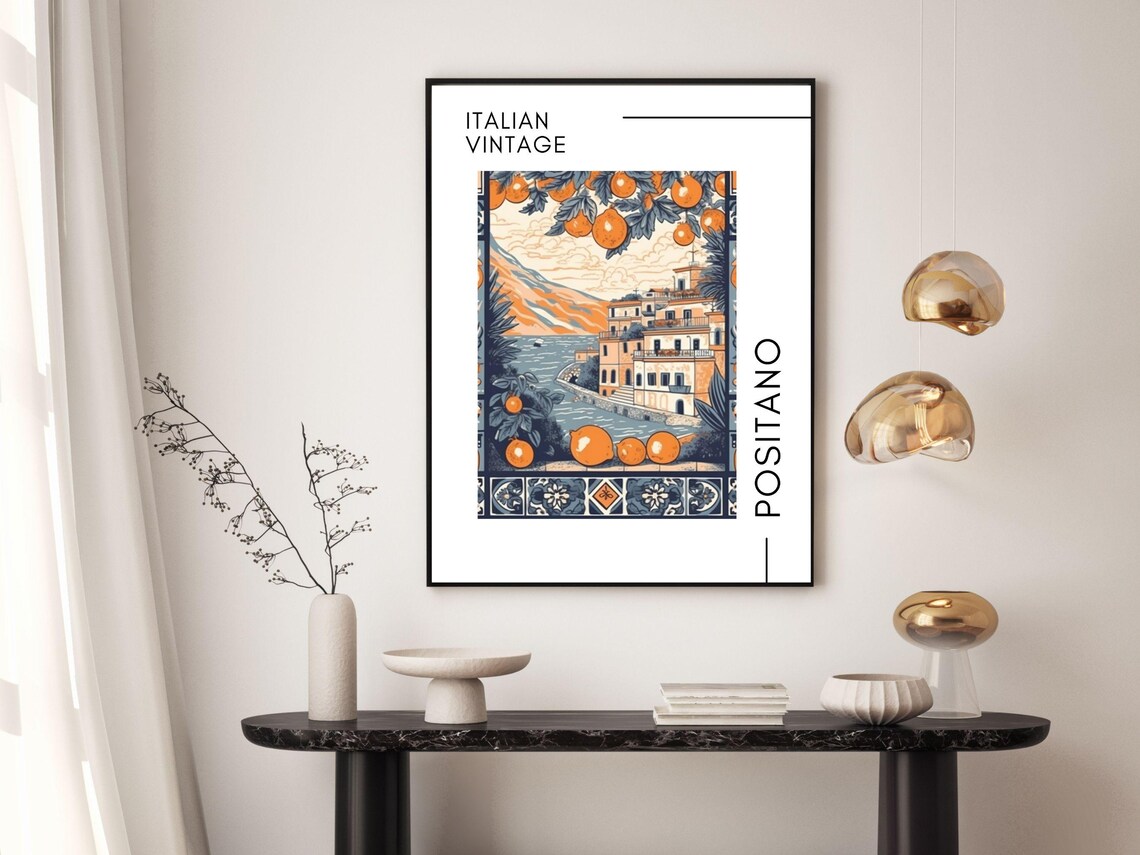 Positano Italy Vintage Lemon Grove Amalfi Coast Citrus Travel Poster - Image 2