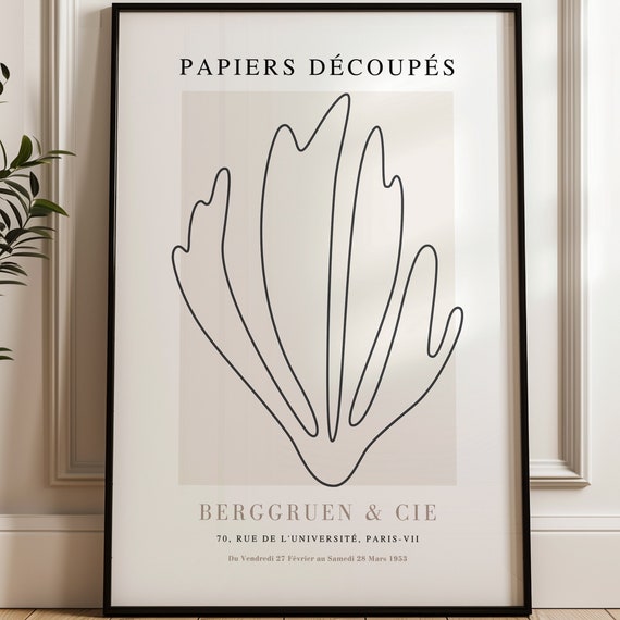 Matisse Print Framed Wall Art Abstract Art Large Wall Art Living Room Decor Mid Century Modern Papiers Decoupes Minimalist Wall Art