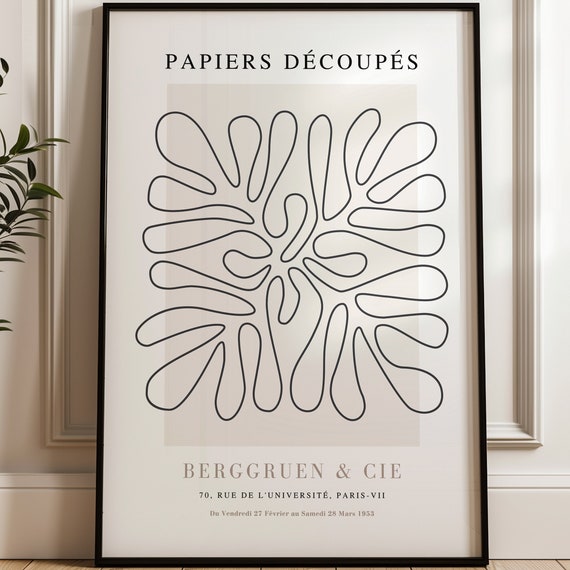 Matisse Print Framed Wall Art Abstract Art Large Wall Art Living Room Decor Mid Century Modern Papiers Decoupes Minimalist Wall Art