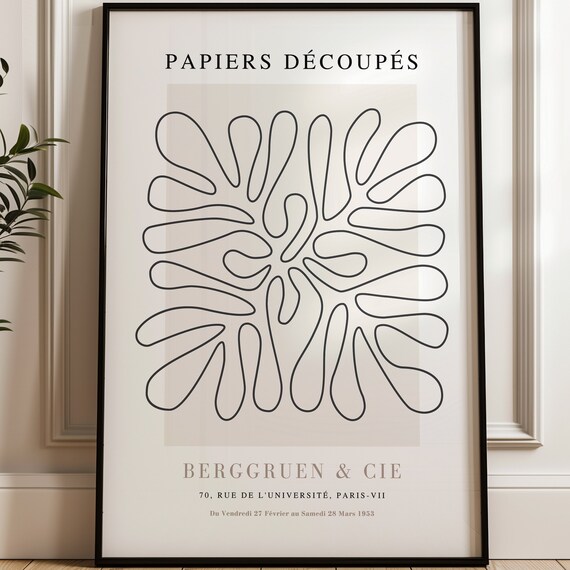 Papiers Découpés 1953 Paris Exhibition Minimalist Line Art Poster