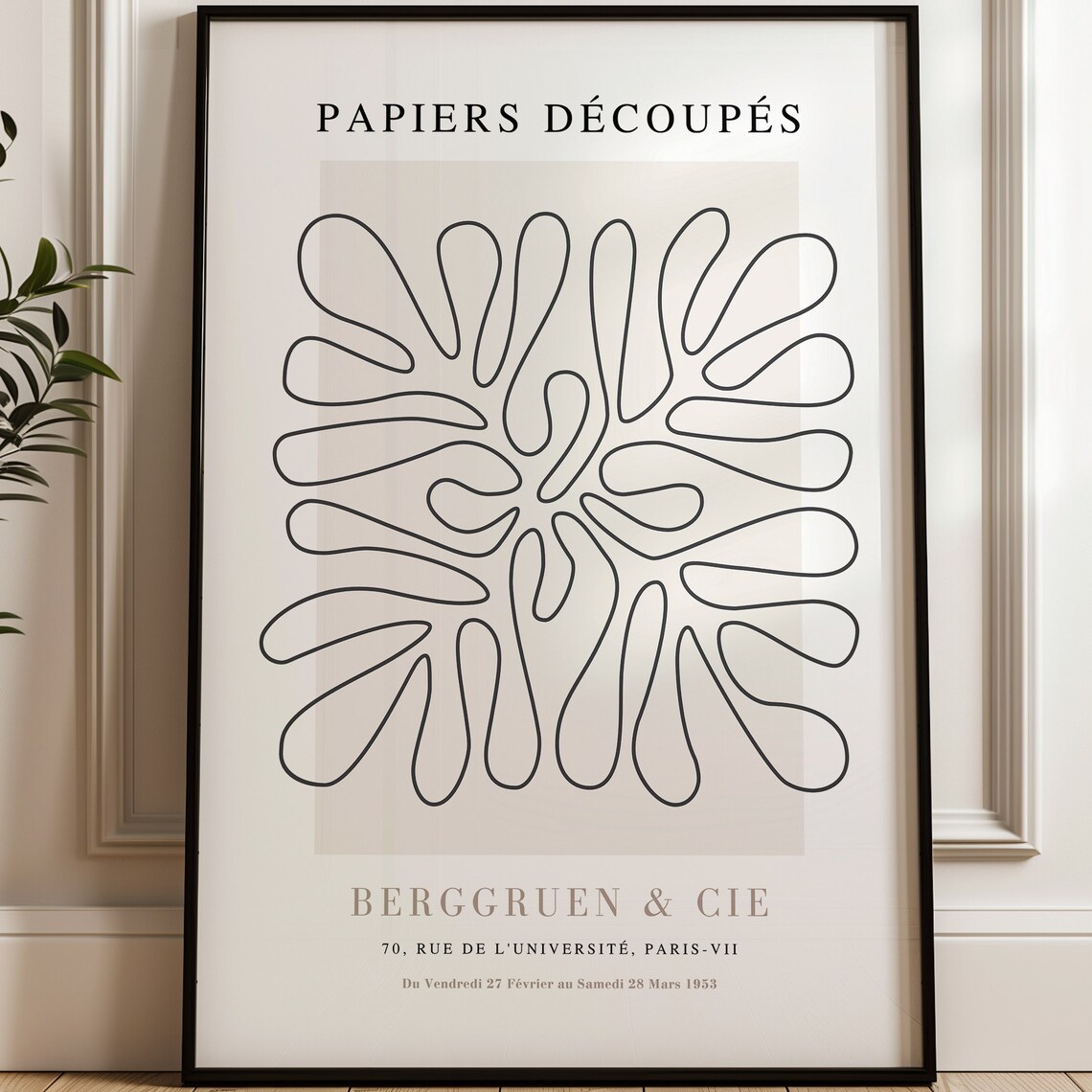 Papiers Découpés 1953 Paris Exhibition Minimalist Line Art Poster