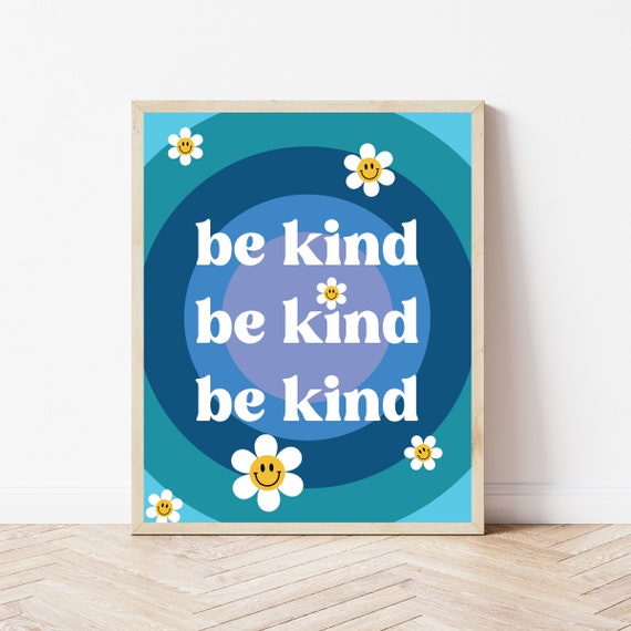 Groovy Classroom Poster Be Kind Print Growth Mindset Wall Art Elementary School Teacher Gift Inclusive Retro Sign