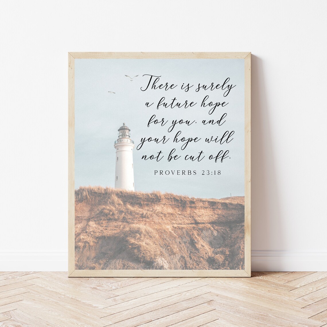 Proverbs 23 Future Hope For You Lighthouse Coastal Scripture Art Poster