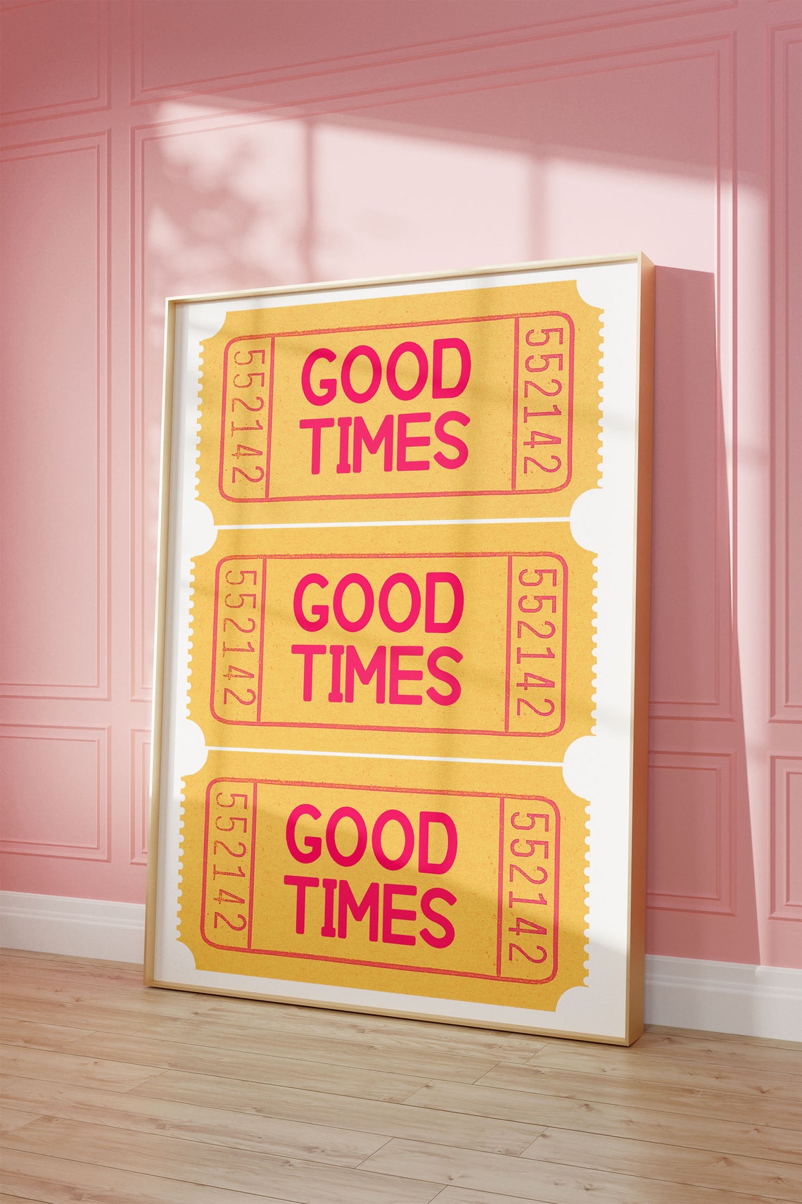 Good Times Ticket Stubs Retro Yellow and Pink Tickets Poster - Image 3