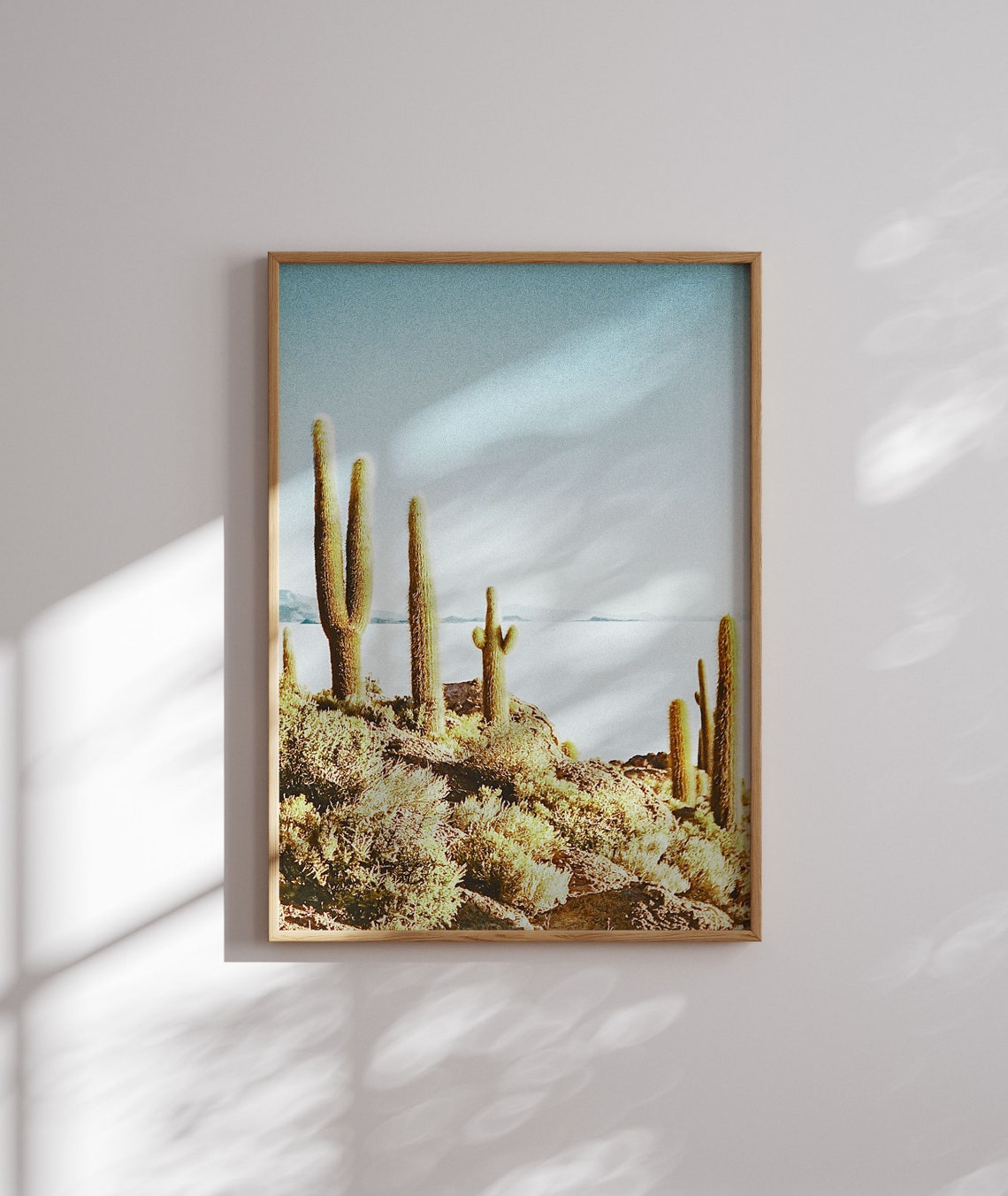 Golden Saguaro Cactus Rocky Desert Hillside Sunset Photo Art Poster - Image 3