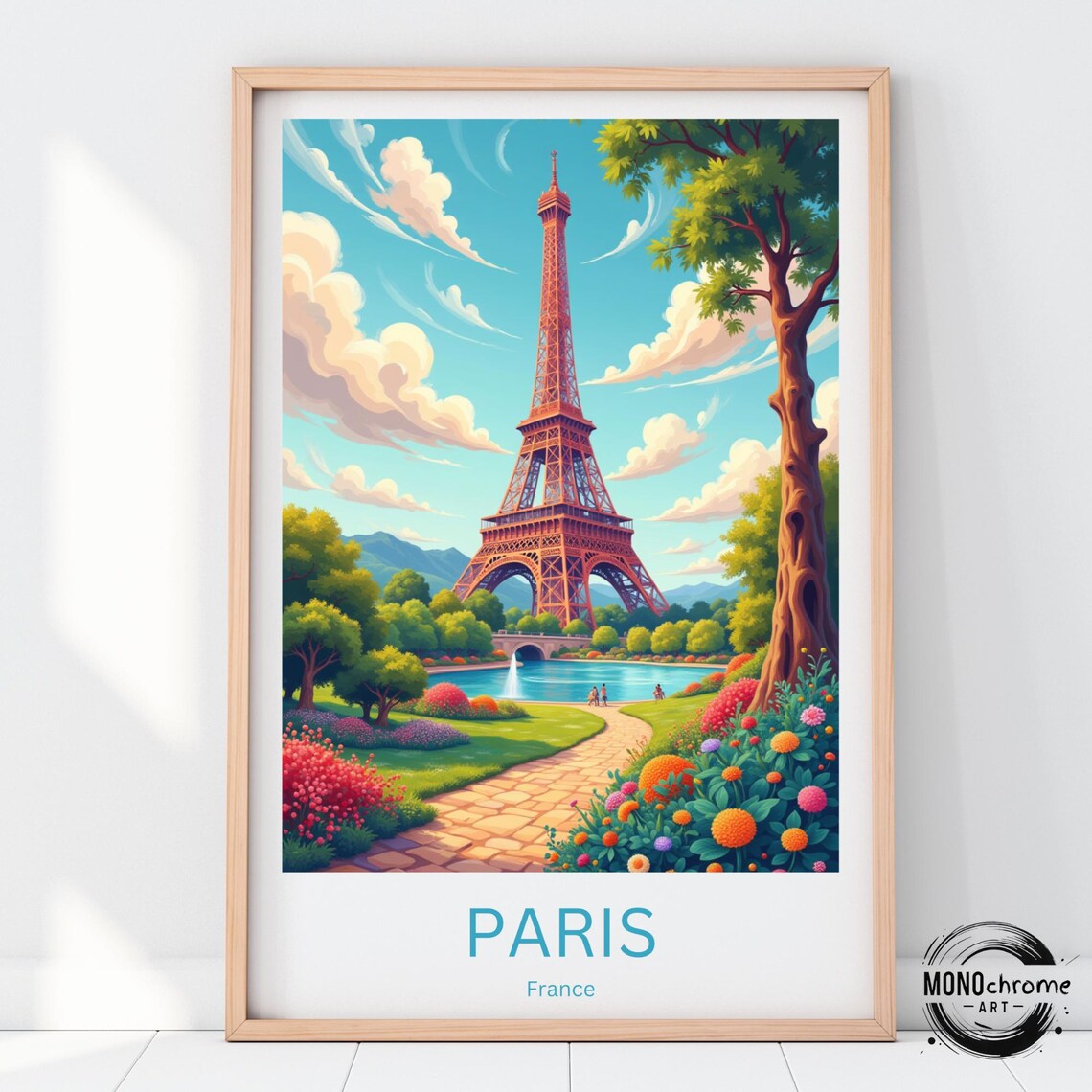 Paris Travel Print, Eiffel Tower Artwork