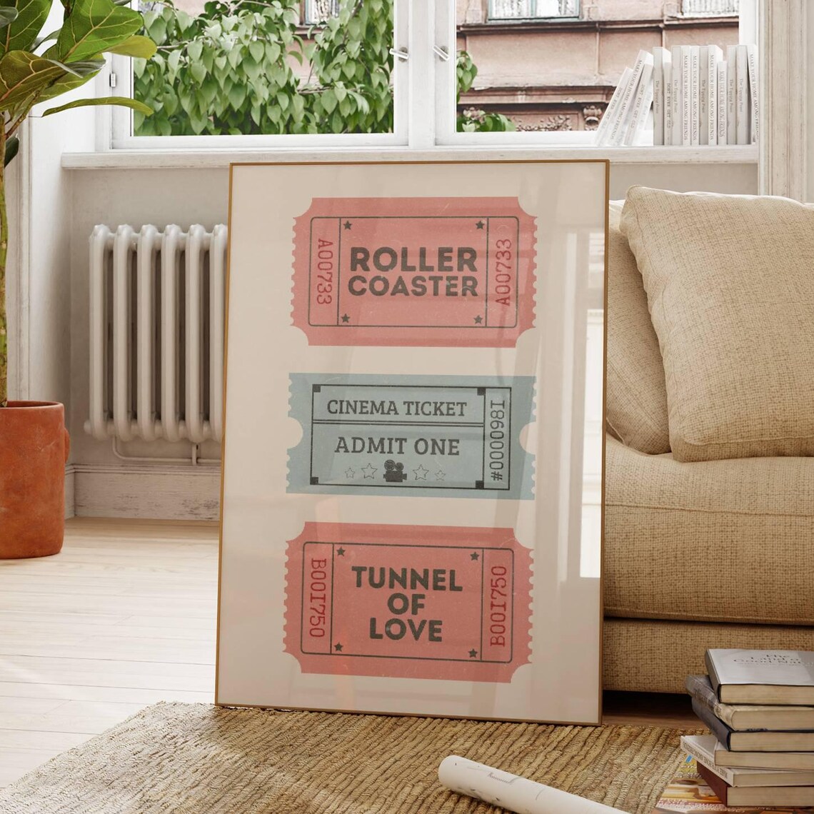 Roller Coaster Cinema Tunnel Of Love Vintage Ticket Stub Poster