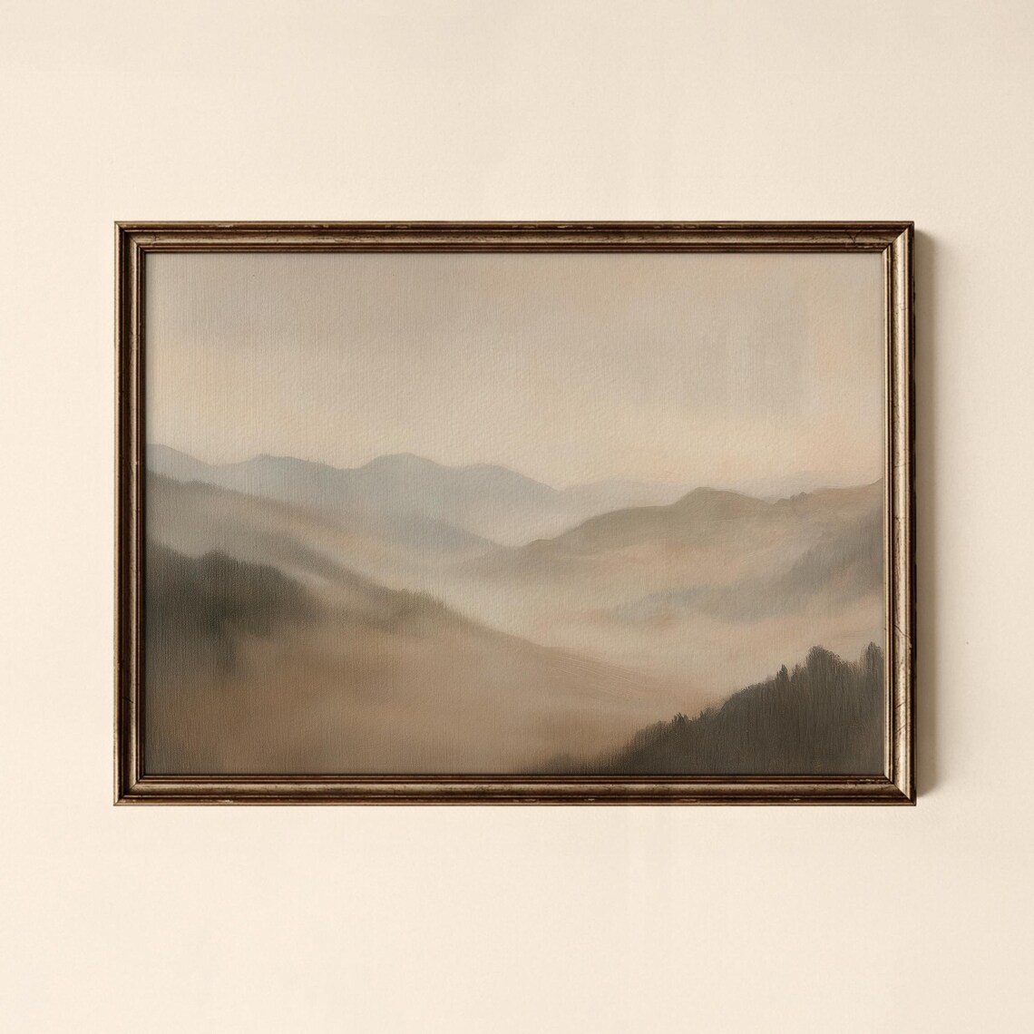 Misty Mountain Valleys Fog Tonal Neutral Landscape Calm Decor Poster