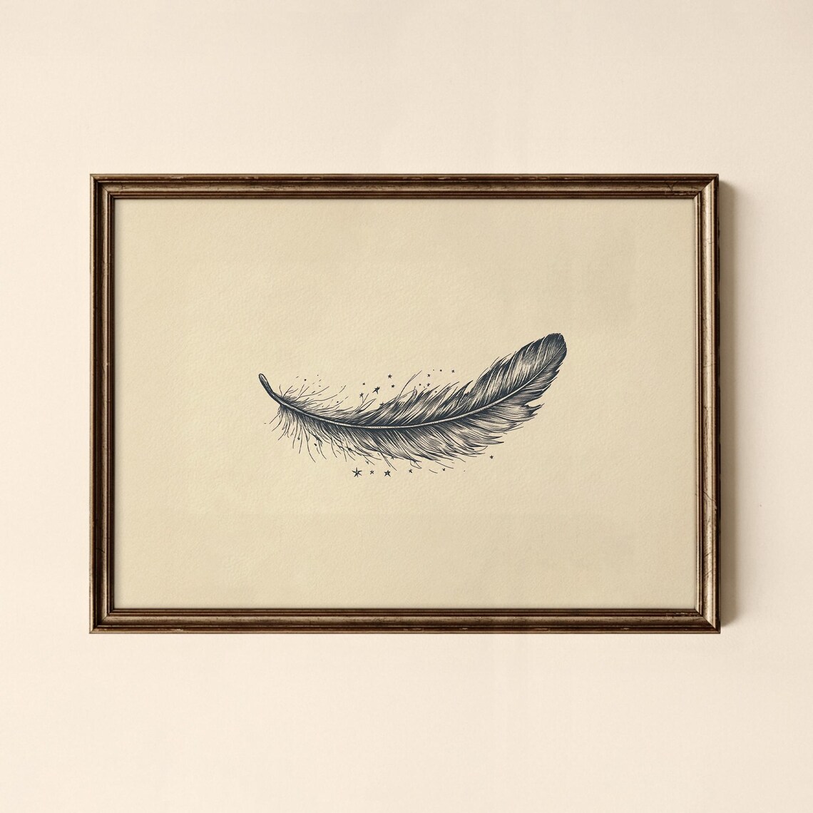 Vintage Feather Print Minimalist Painting Bedroom Wall Art Collected Prints Cpl655