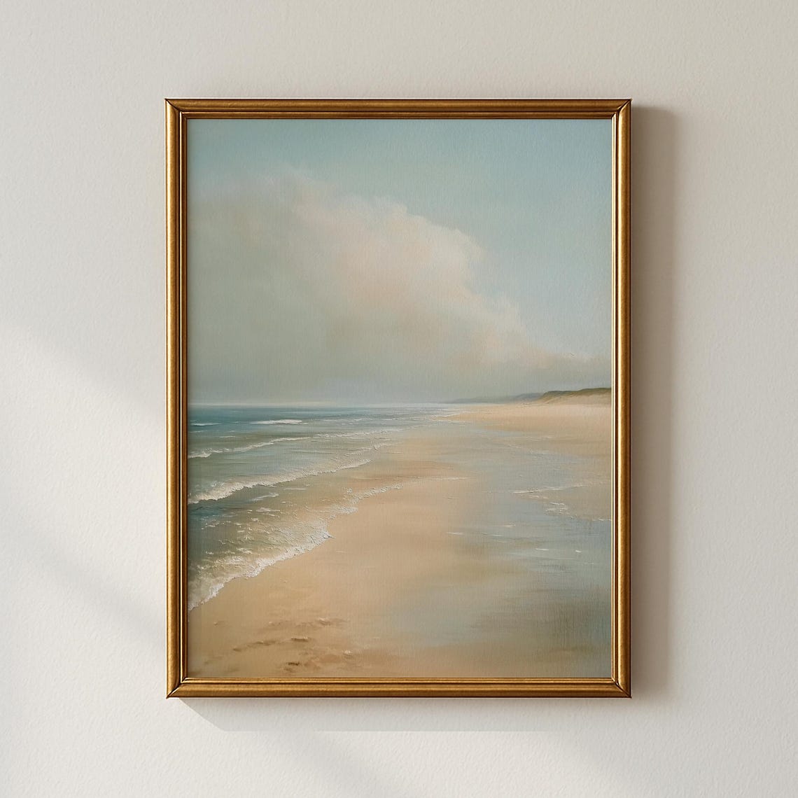 Misty Beach Shoreline in Coastal Fog Vintage Style Art Poster