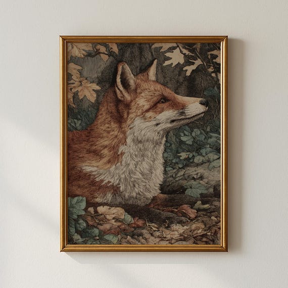 Vintage Fox Print Landscape Wall Art Living Room Decor Collected Prints Cpp686
