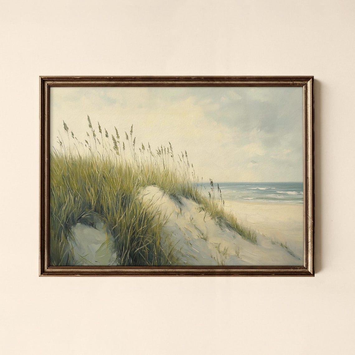 Coastal Sand Dunes With Sea Oats Beach Grass Painting Poster