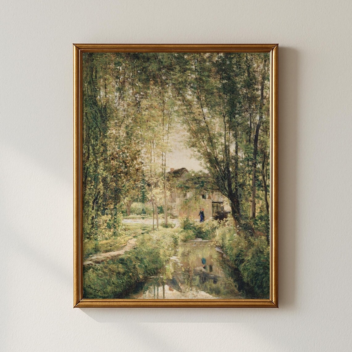 Vintage Forest Scene Art Print, Living Room Decor