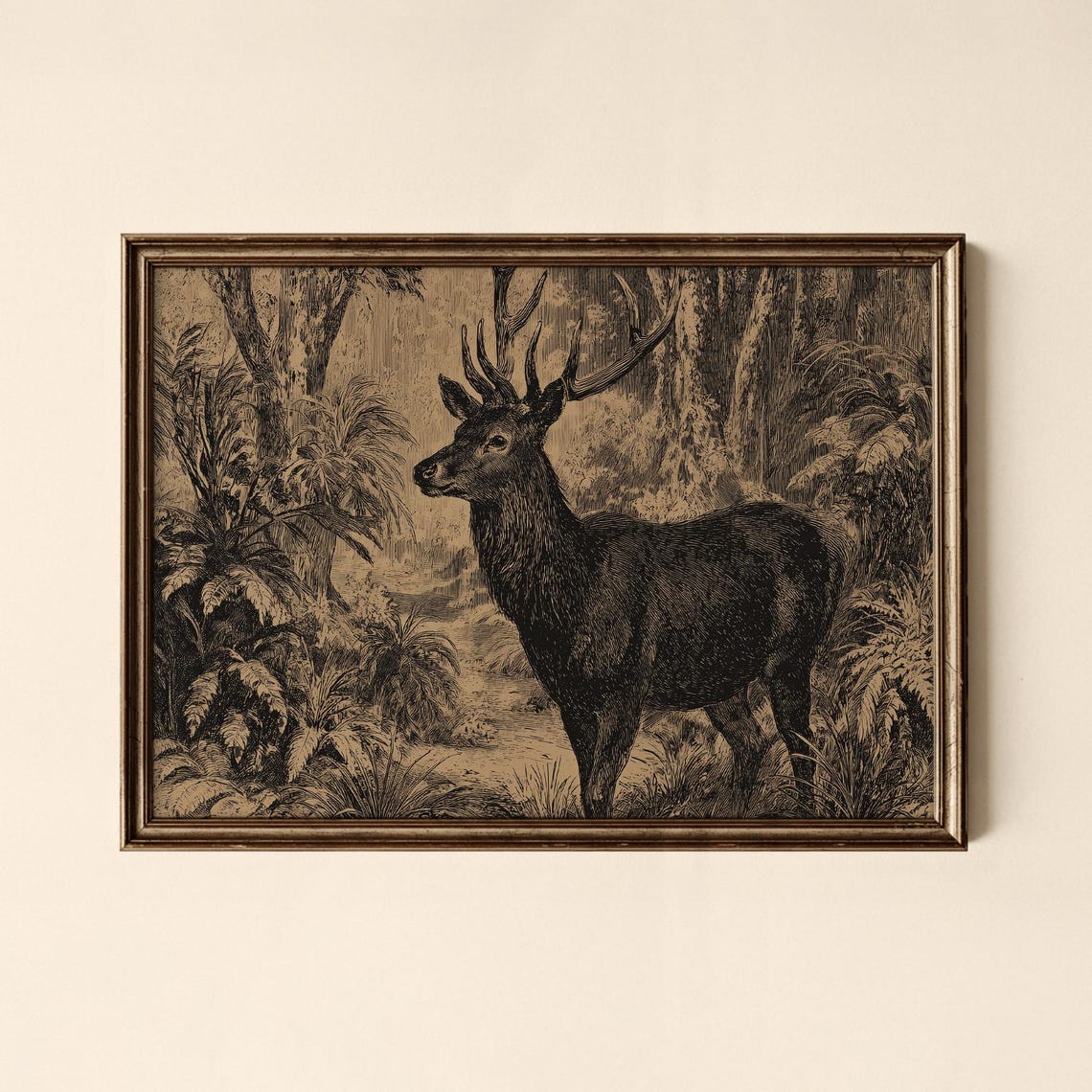 Vintage Deer Print Botanical Gallery Wall Art Collected Prints Cpl639