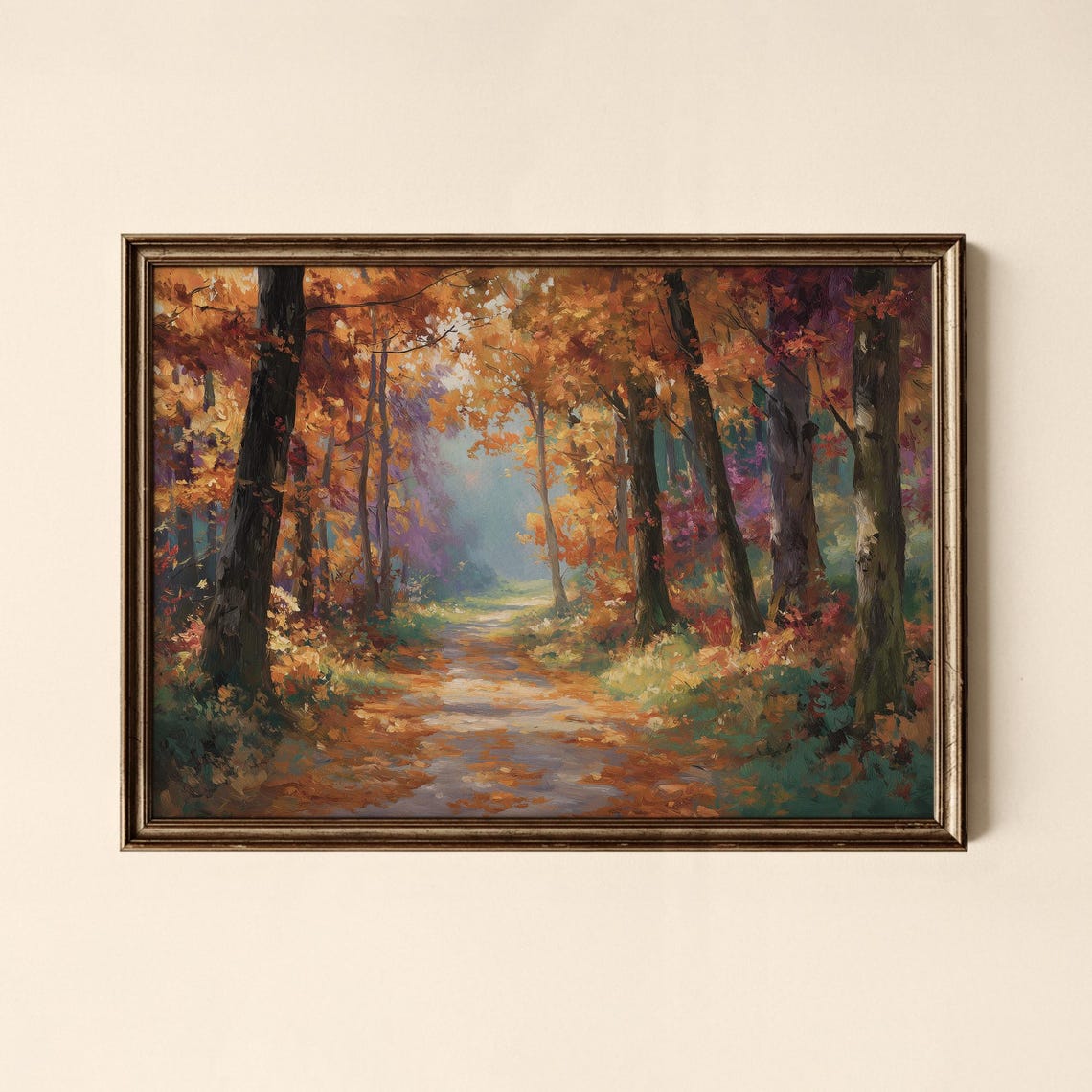 Vintage Autumn Forest Path Art Poster Gallery Fall Landscape