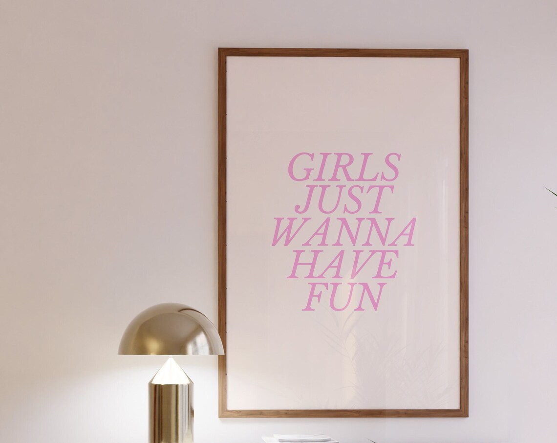 Pink Typography Art Print, Preppy Bedroom Decor