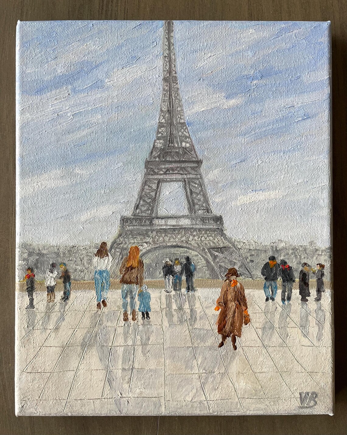 Eiffel Tower Paris Cityscape People Walking Travel Oil Painting Poster - Image 4