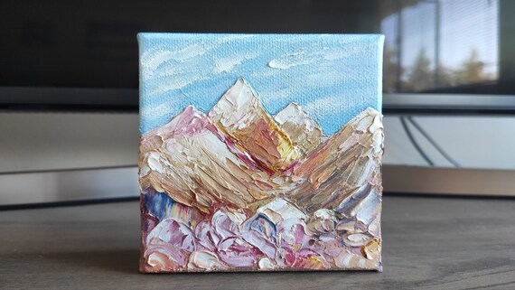 Mountain Landscape Original Handmade Oil Painting On Impasto Abstract Mountain Painting Gallery Wall Art One Of A Kind Gift