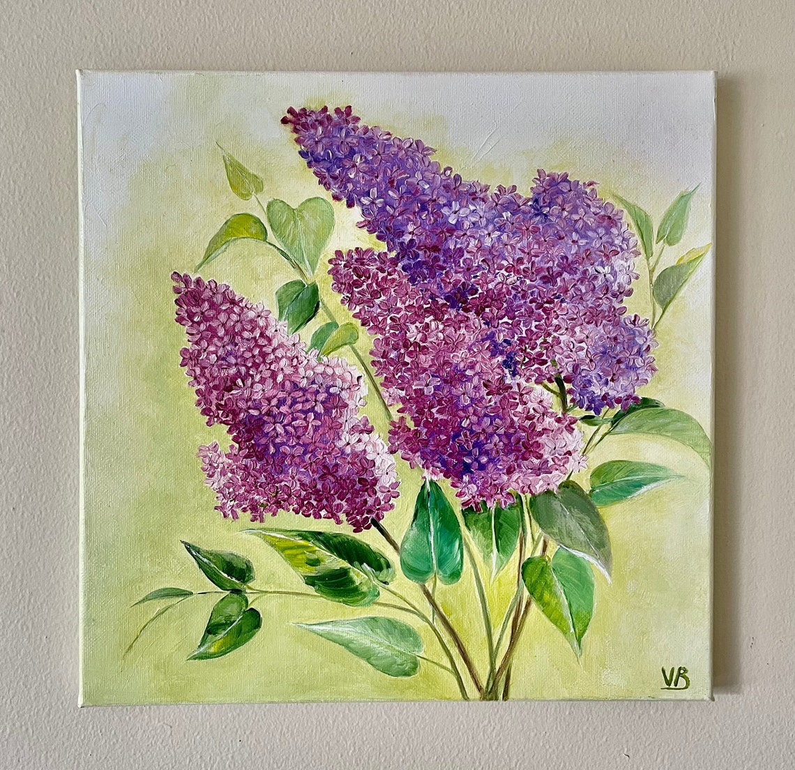 Purple Lilac Branch Bloom Spring Floral Oil Painting Wall Art Decor