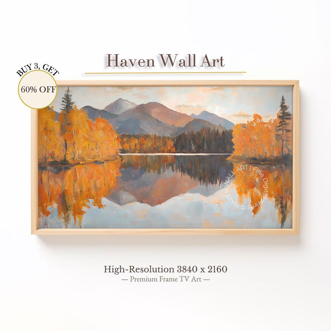 Symmetrical Autumn Lake Golden Forest Mirror Reflection Fall Poster