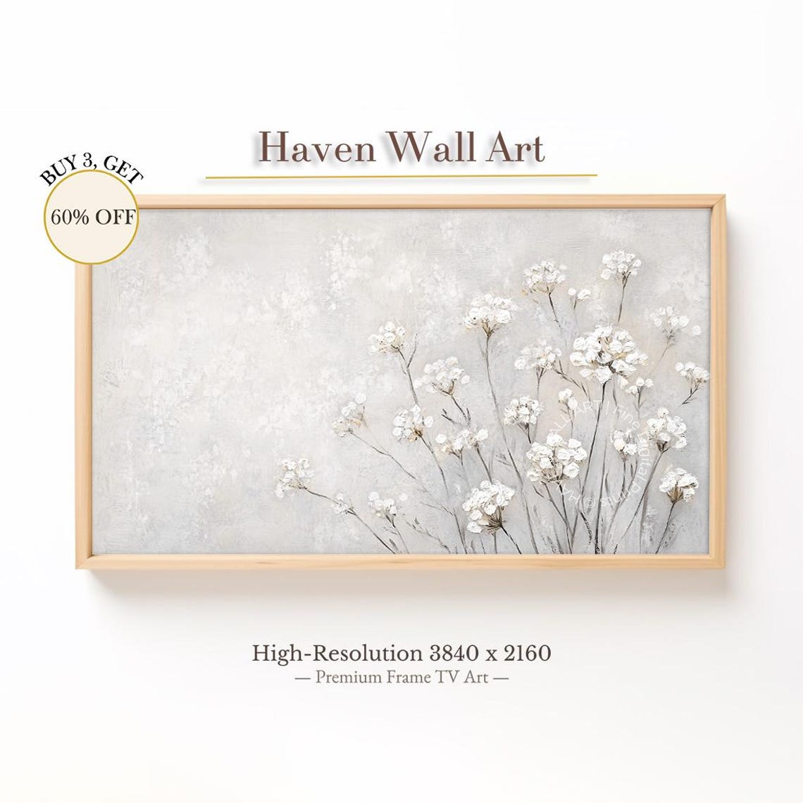 Delicate White Flower Clusters Warm Gray Neutral Botanical Poster