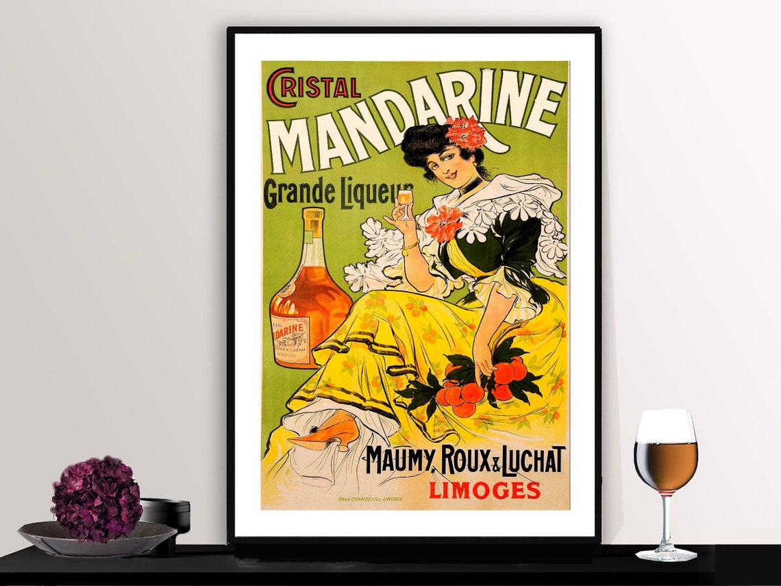 Cristal Mandarine French Grande Liqueur Vintage Advertising Poster