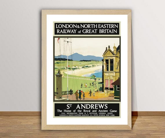 St Andrews Vintage Travel Poster, Scotland Art Print