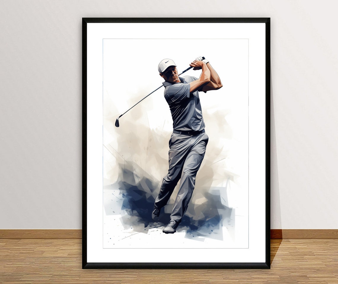 Golfer Mid Swing Watercolor Dynamic Golf Club Swing Sports Art Poster - Image 3