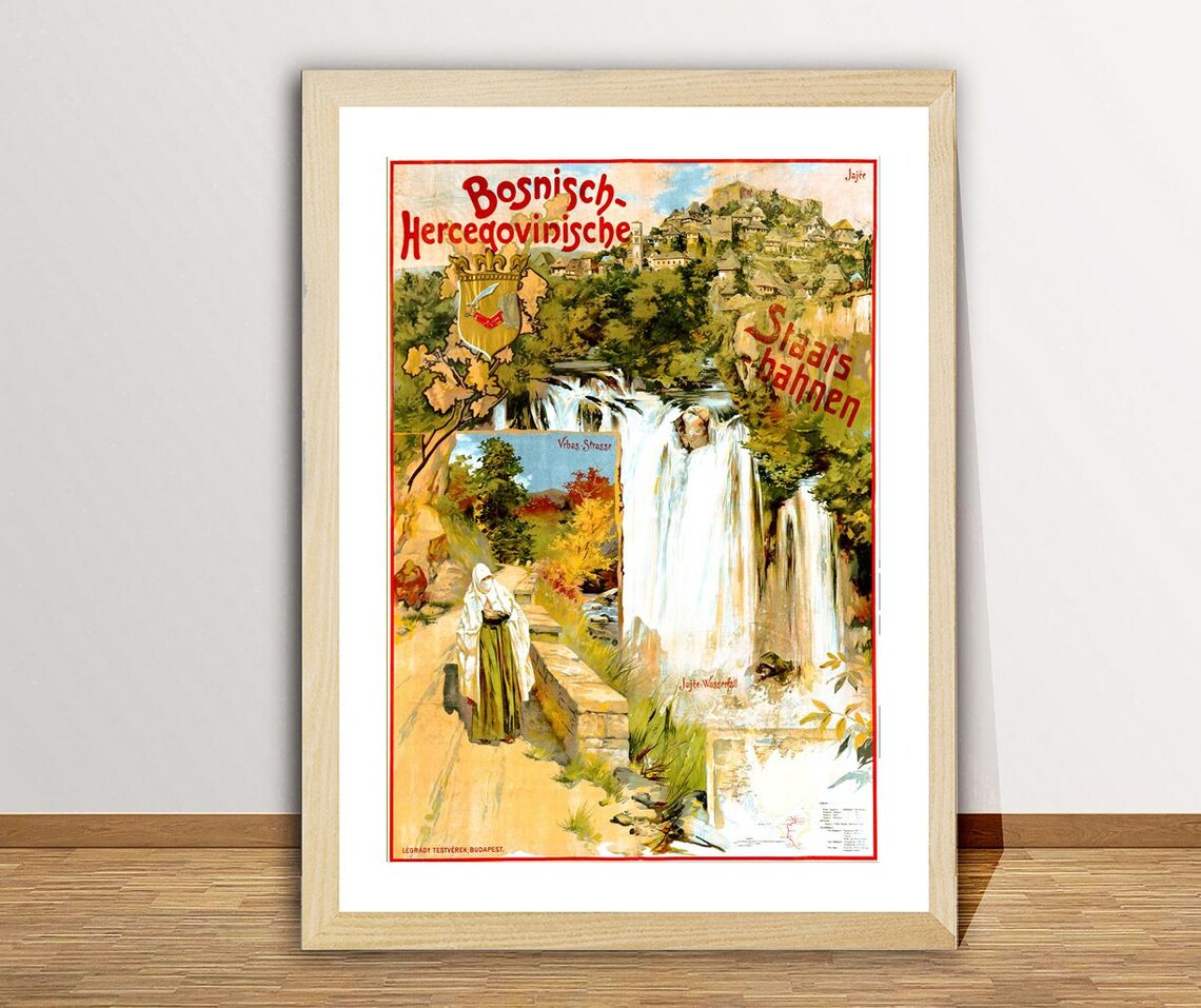 Bosnisch Hercegovinische Staats Bahnen Vintage Travel Poster