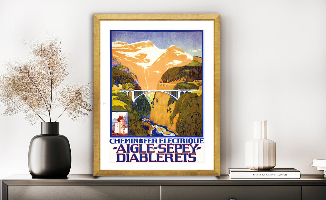 Aigle Sépey Diablerets Alpine Railway Viaduct Swiss Travel Poster - Image 2