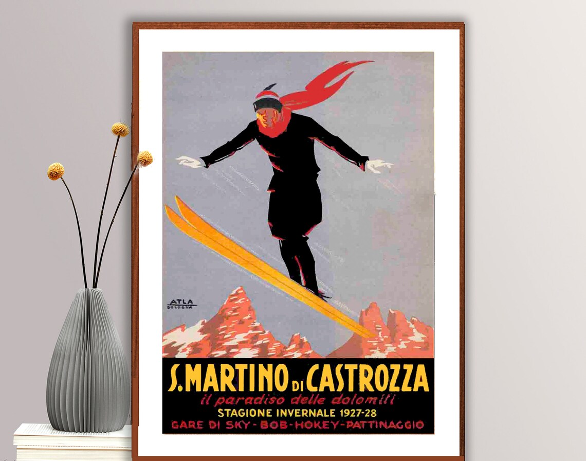 S Martino Di Castrozza Vintage Ski Travel Poster