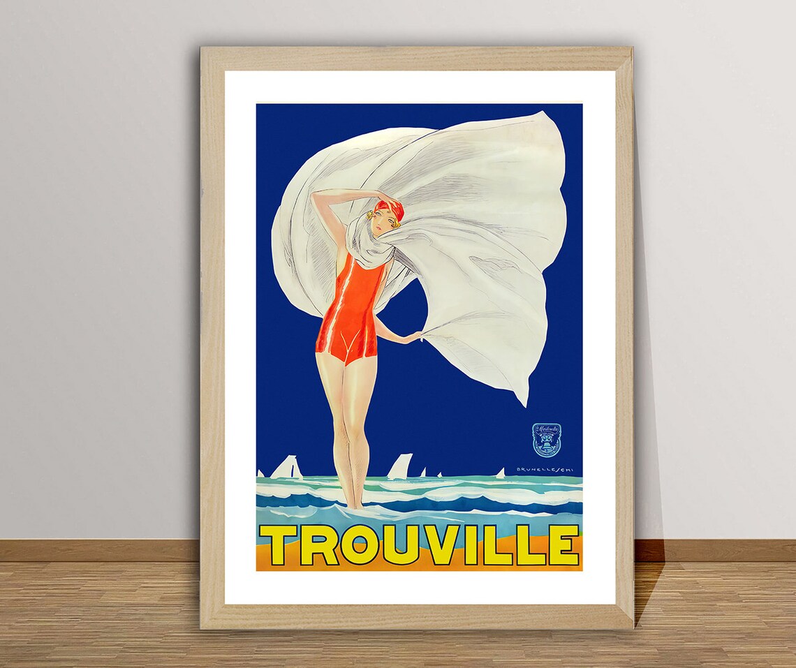 Trouville France Vintage Travel Poster, Europe Art Print