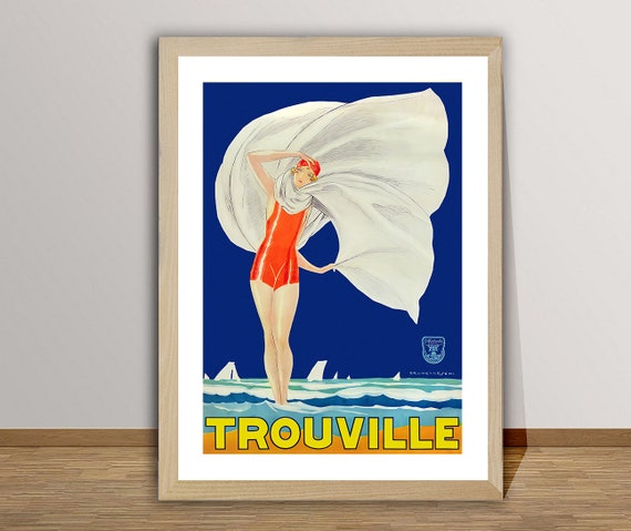 Trouville France Vintage Travel Poster, Europe Art Print