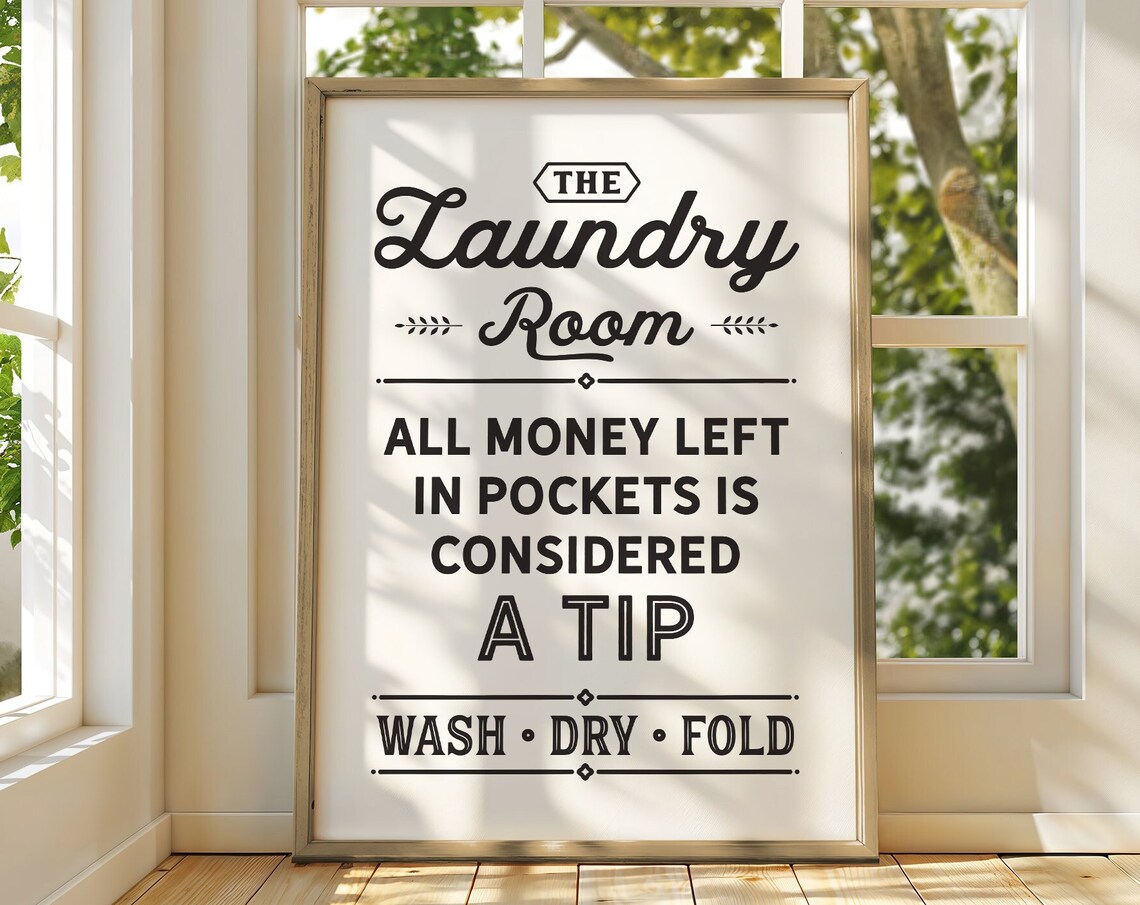 Laundry Room Sign, Funny Washroom Wall Art Print