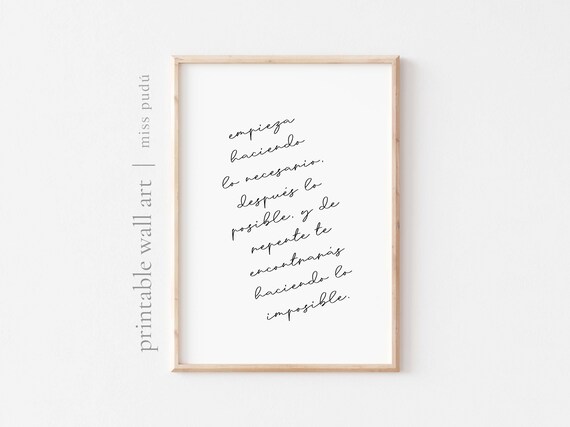 Empieza Haciendo Lo Necesario Spanish Motivational Quote Poster