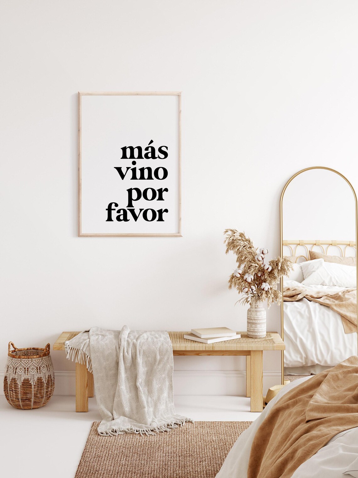 Mas Vino Por Favor Quote Poster Spanish More Wine Please Bold Kitchen Decor