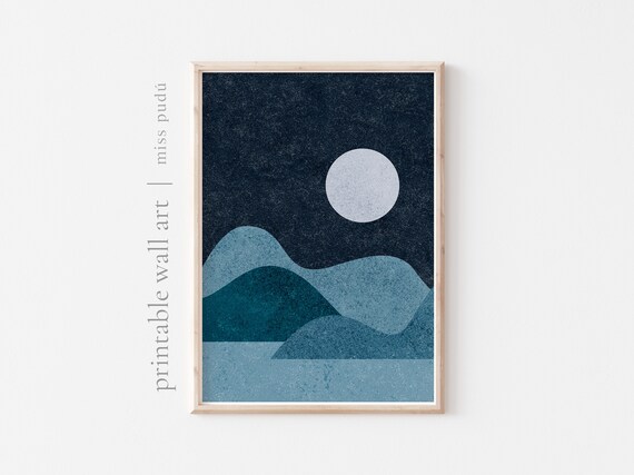Abstract Mountains Illustration Wall Art Night Poster Download Modern Poster Bohemian Colors Print Boho Home Decor
